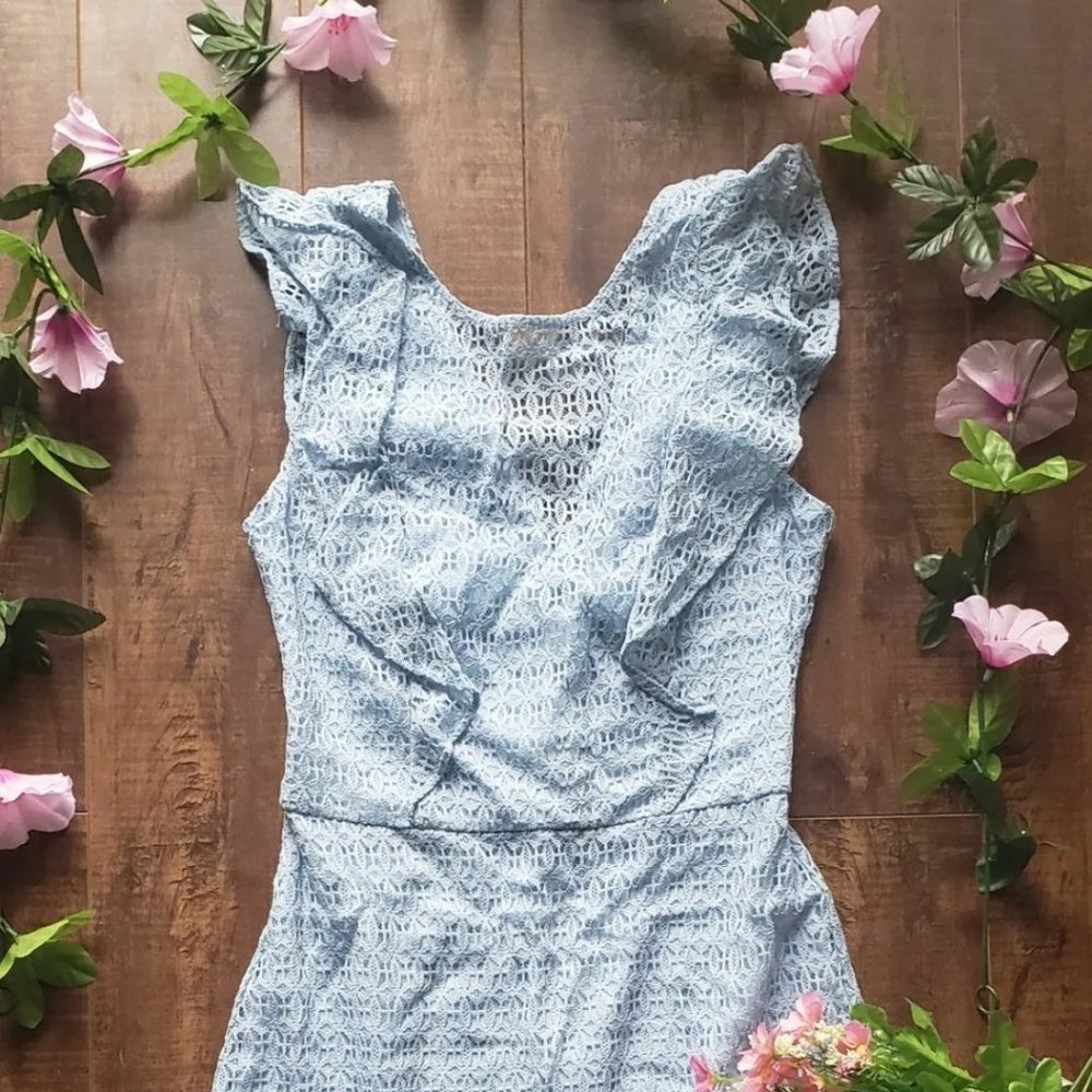 Blue lace dress by Guess.